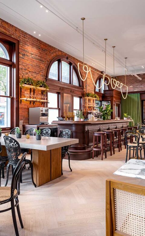empty bar with tables and chair